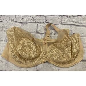 Goddess Adelaide Lace Side Support Bra 42 DDD Beige Nude Lacy Luxury